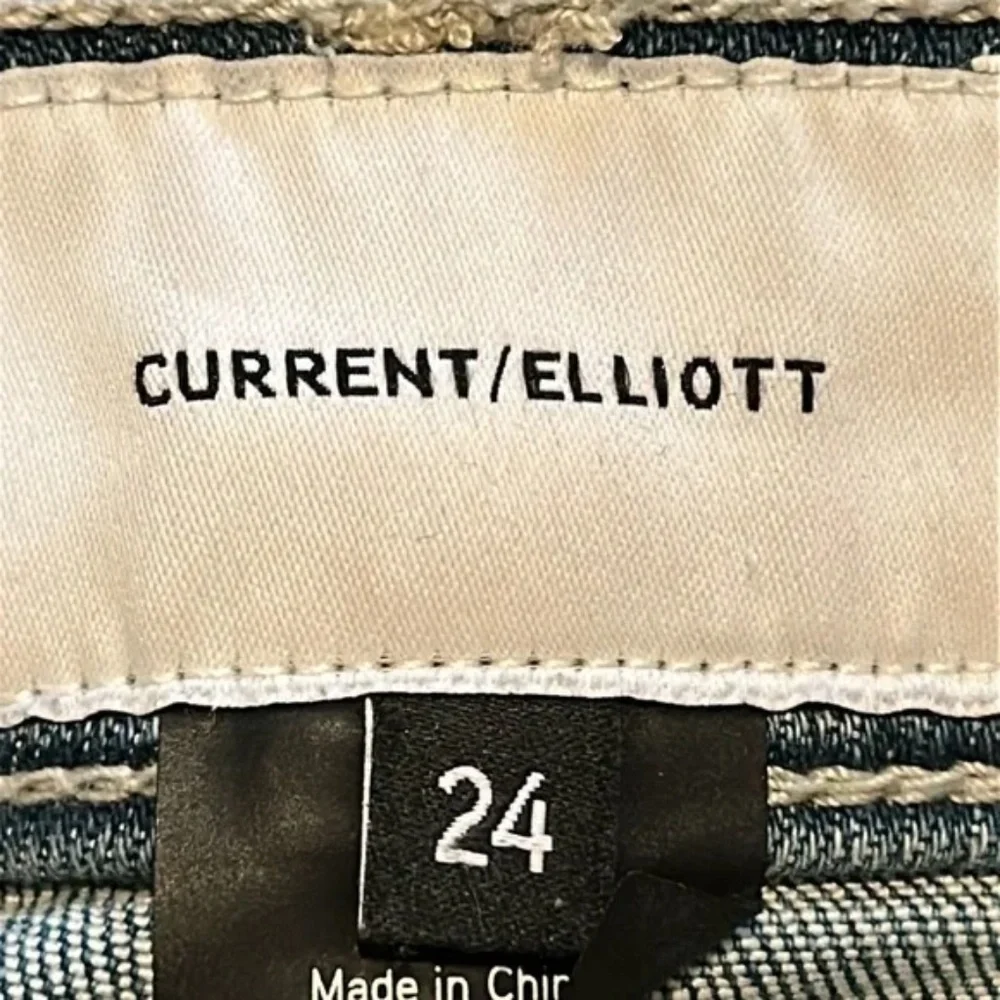 Current/Elliott Mid Rise Straight Leg Jeans Raw Cut Hem Size 24_2